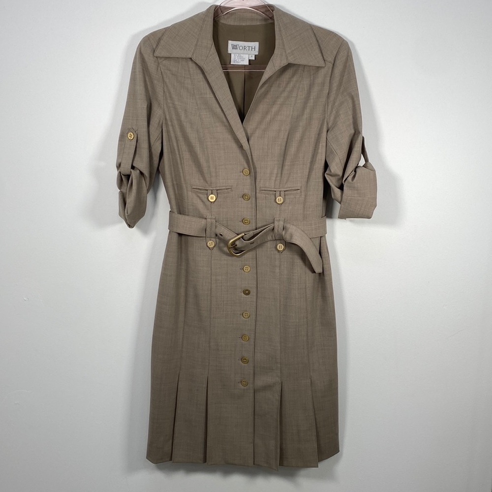 Worth Wool Business Casual Dress  Neutral Beige/Kakhi